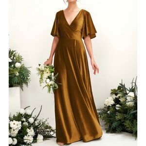 Gold Velvet Maxi Dress/Bridesmaid Dress